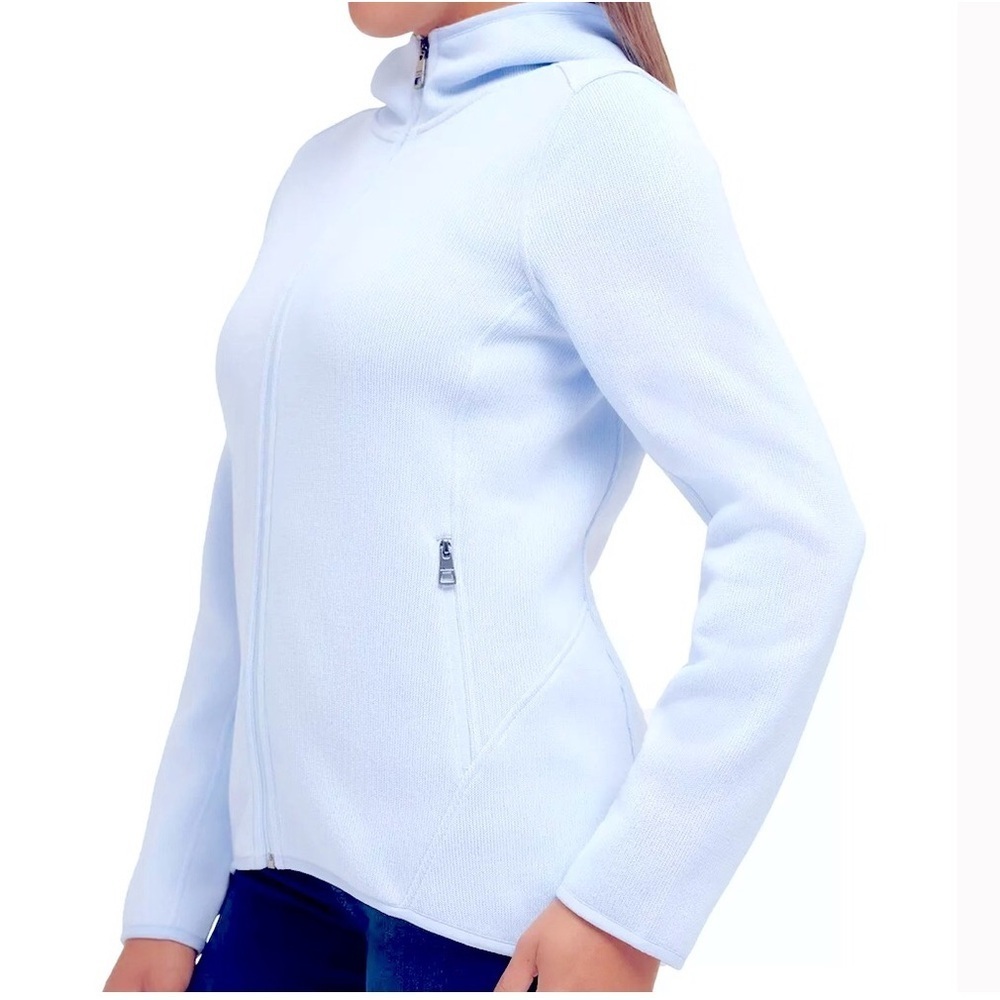 NWT Light blue fleece hoodie full zip jacket with pockets Womens Sz S